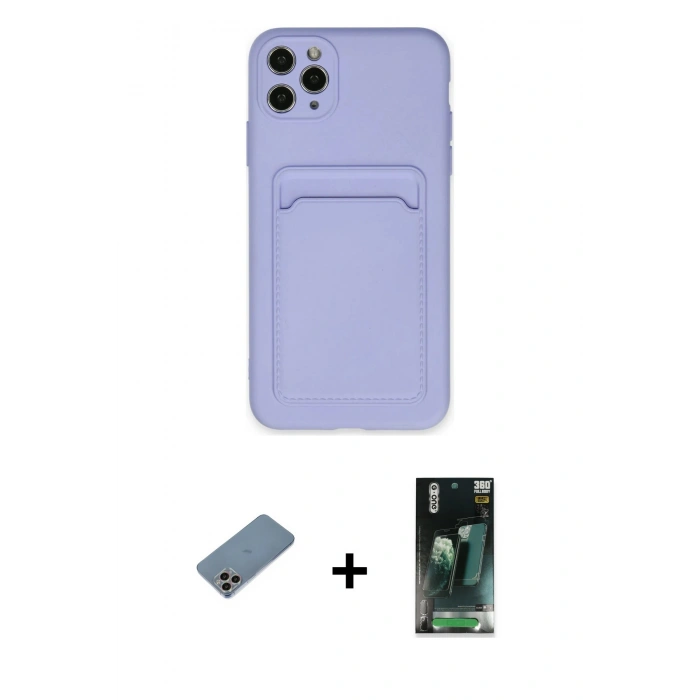 MARSİLYAN™- iPhone 11 Pro Max Kılıf Vadi Çizgi Prime - Şeffaf 360 Full Body Arka Koruyucu + Shine Kamera Lens Koruma Cam - GI