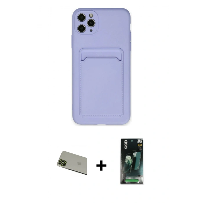MARSİLYAN™- iPhone 11 Pro Max Kılıf Vadi Çizgi Prime - Şeffaf 360 Full Body Arka Koruyucu + Rainbow Kamera Lens Koruma Cam - YL