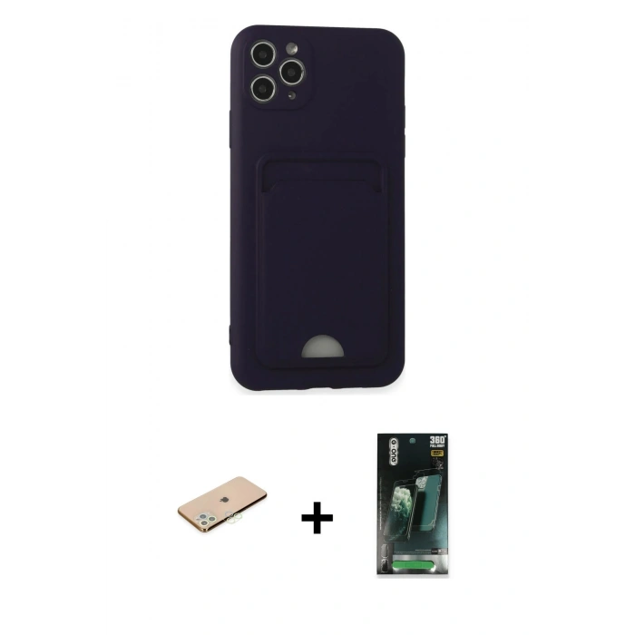 MARSİLYAN™- iPhone 11 Pro Max Kılıf Vadi Çizgi Prime - Şeffaf 360 Full Body Arka Koruyucu + Renkli Kamera Lens Koruma Cam - YL