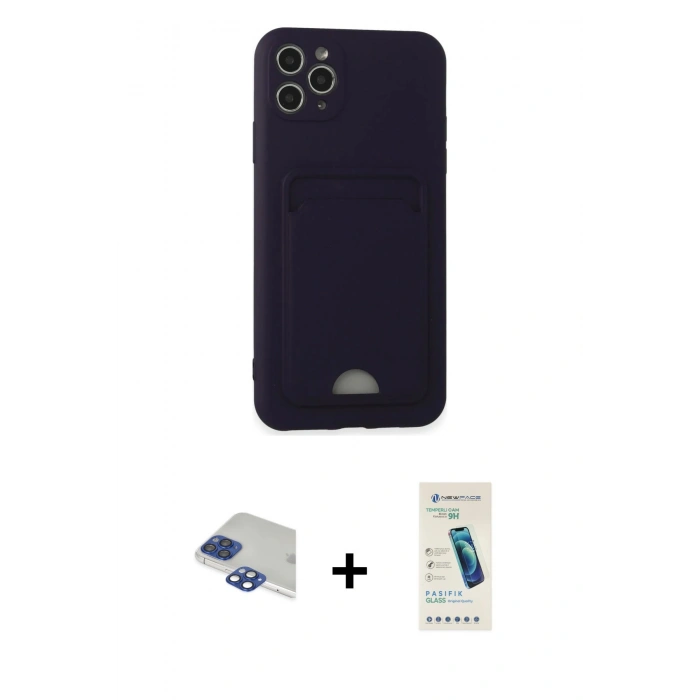 MARSİLYAN™- iPhone 11 Pro Max Kılıf Vadi Çizgi Prime - Şeffaf Pasifik Cam Ekran Koruyucu + Pers Alüminyum Kamera Lens - LT