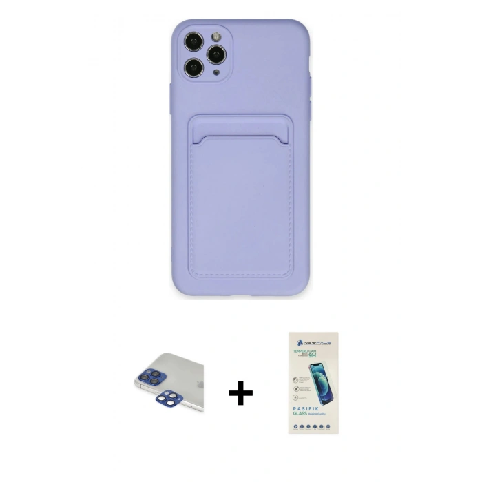 MARSİLYAN™- iPhone 11 Pro Max Kılıf Vadi Çizgi Prime - Şeffaf Pasifik Cam Ekran Koruyucu + Pers Alüminyum Kamera Lens - LT