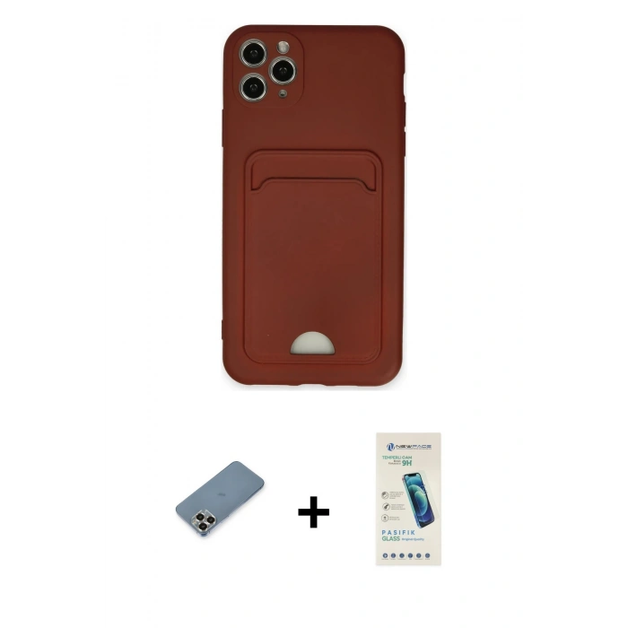 MARSİLYAN™- iPhone 11 Pro Max Kılıf Vadi Çizgi Prime - Şeffaf Pasifik Cam Ekran Koruyucu + Metal Kamera Lens Koruma Cam - GD
