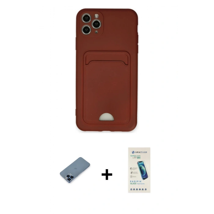 MARSİLYAN™- iPhone 11 Pro Max Kılıf Vadi Çizgi Prime - Şeffaf Pasifik Cam Ekran Koruyucu + Metal Kamera Lens Koruma Cam - MI