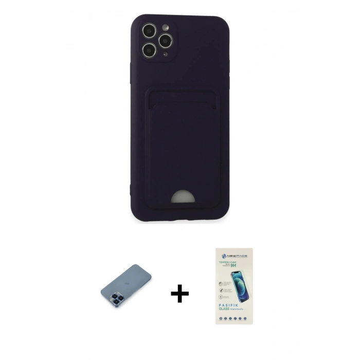 MARSİLYAN™- iPhone 11 Pro Max Kılıf Vadi Çizgi Prime - Şeffaf Pasifik Cam Ekran Koruyucu + Metal Kamera Lens Koruma Cam - MI