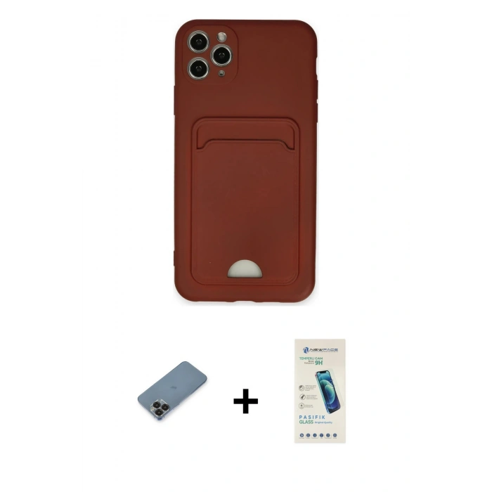 MARSİLYAN™- iPhone 11 Pro Max Kılıf Vadi Çizgi Prime - Şeffaf Pasifik Cam Ekran Koruyucu + Metal Kamera Lens Koruma Cam - SH