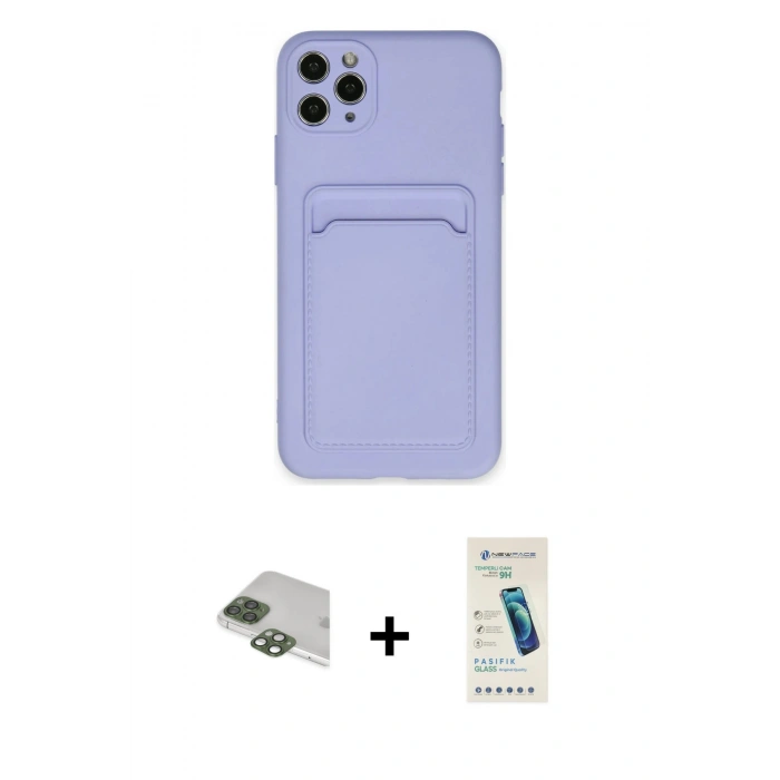 MARSİLYAN™- iPhone 11 Pro Max Kılıf Vadi Çizgi Prime - Şeffaf Pasifik Cam Ekran Koruyucu + Pers Alüminyum Kamera Lens - YL