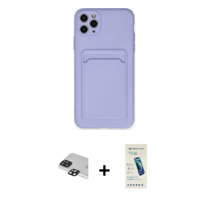 MARSİLYAN™- iPhone 11 Pro Max Kılıf Vadi Çizgi Prime - Şeffaf Pasifik Cam Ekran Koruyucu + Pers Alüminyum Kamera Lens - SH