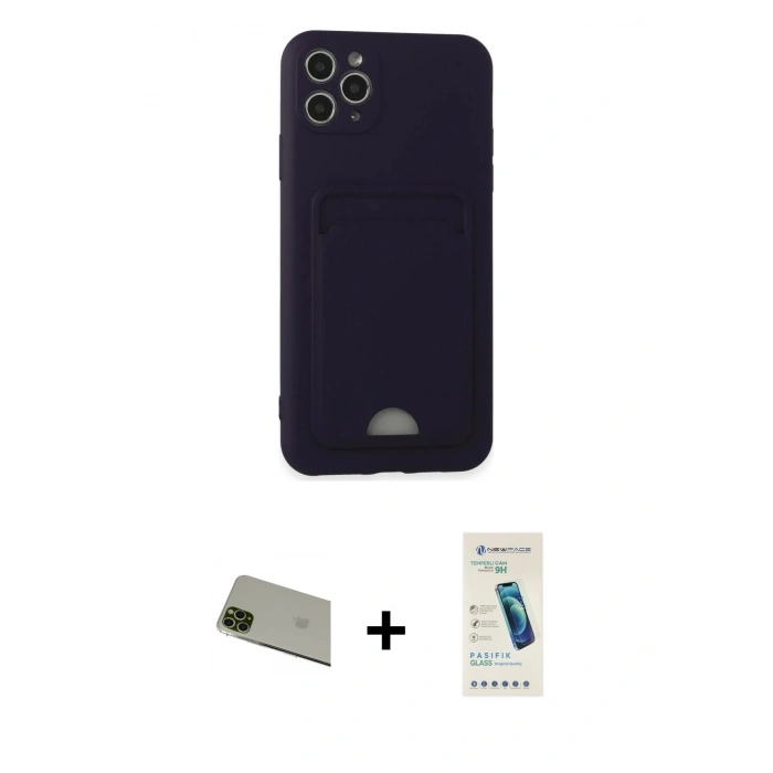 MARSİLYAN™- iPhone 11 Pro Max Kılıf Vadi Çizgi Prime - Şeffaf Pasifik Cam Ekran Koruyucu + Rainbow Kamera Lens Koruma Cam - YL