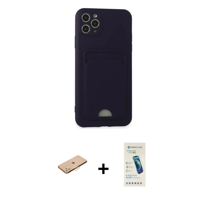 MARSİLYAN™- iPhone 11 Pro Max Kılıf Vadi Çizgi Prime - Şeffaf Pasifik Cam Ekran Koruyucu + Renkli Kamera Lens Koruma Cam - TU