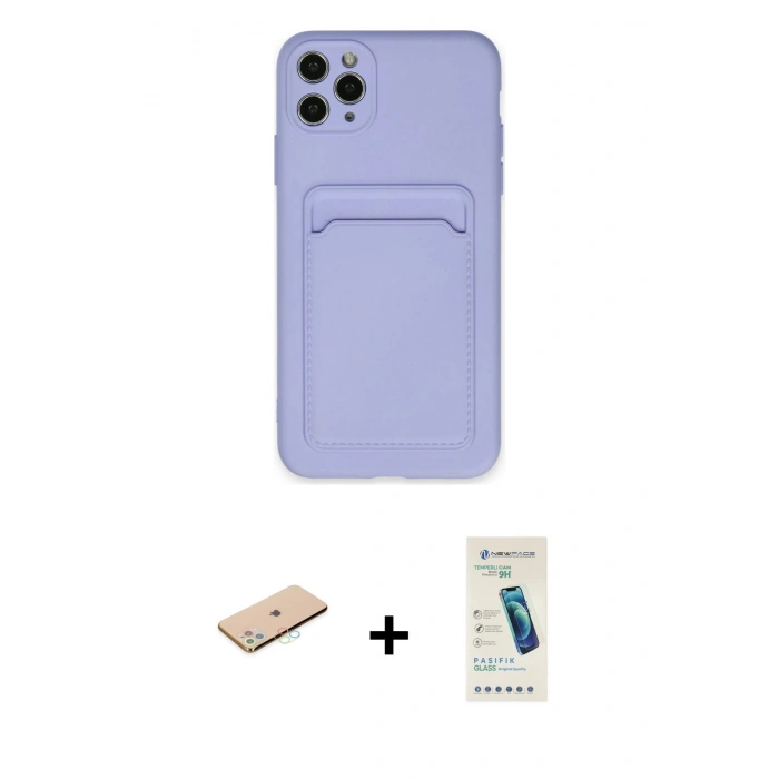 MARSİLYAN™- iPhone 11 Pro Max Kılıf Vadi Çizgi Prime - Şeffaf Pasifik Cam Ekran Koruyucu + Renkli Kamera Lens Koruma Cam - MI