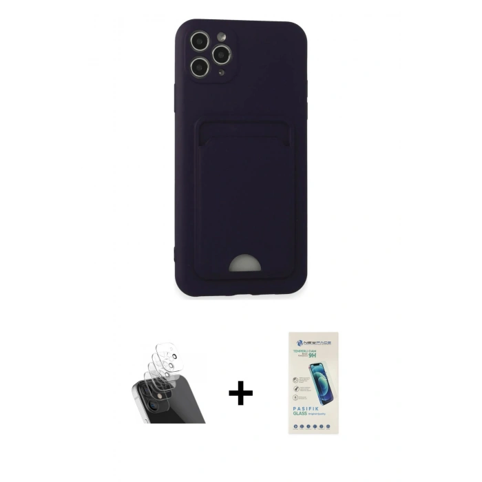 MARSİLYAN™- iPhone 11 Pro Max Kılıf Vadi Çizgi Prime - Şeffaf Pasifik Cam Ekran Koruyucu + Şeffaf Kamera Lens Koruma Cam