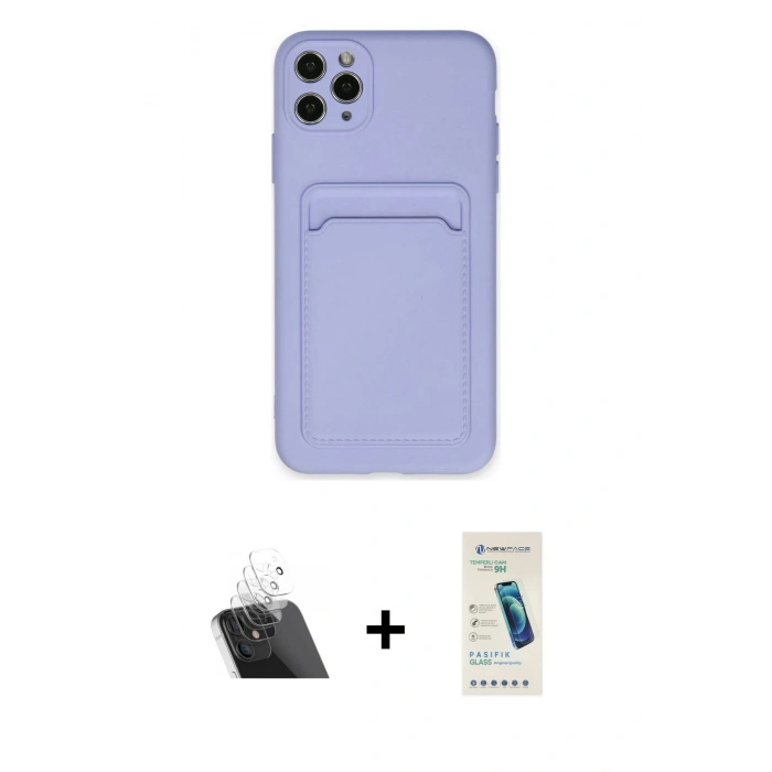 MARSİLYAN™- iPhone 11 Pro Max Kılıf Vadi Çizgi Prime - Şeffaf Pasifik Cam Ekran Koruyucu + Şeffaf Kamera Lens Koruma Cam
