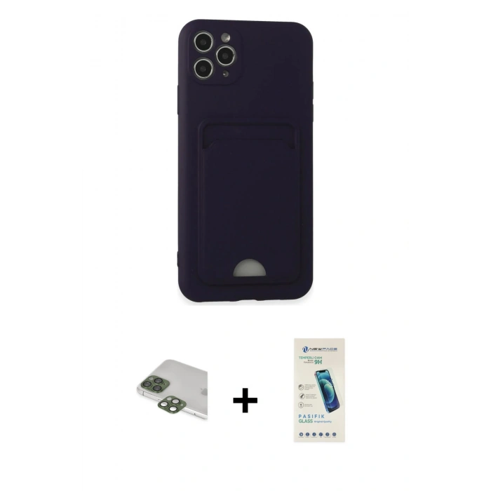 MARSİLYAN™- iPhone 11 Pro Max Kılıf Vadi Çizgi Prime - Şeffaf Pasifik Cam Ekran Koruyucu + Pers Alüminyum Kamera Lens - YL