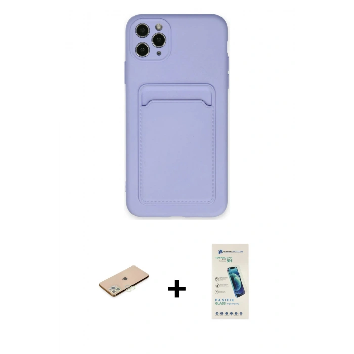 MARSİLYAN™- iPhone 11 Pro Max Kılıf Vadi Çizgi Prime - Şeffaf Pasifik Cam Ekran Koruyucu + Renkli Kamera Lens Koruma Cam - YL
