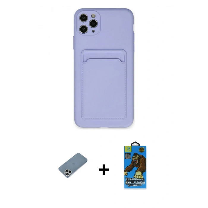 MARSİLYAN™- iPhone 11 Pro Max Kılıf Vadi Çizgi Prime - Siyah 18D Cam Ekran Koruyucu + Gümüş Shine Kamera Lens Koruma Cam