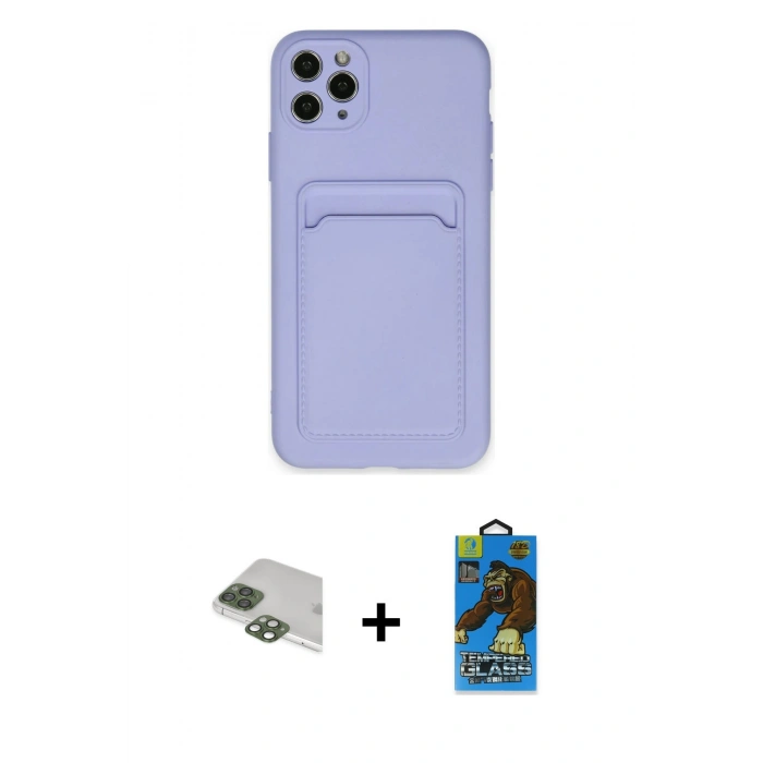 MARSİLYAN™- iPhone 11 Pro Max Kılıf Vadi Çizgi Prime - Siyah 18D Cam Ekran Koruyucu + Pers Alüminyum Kamera Lens - YL