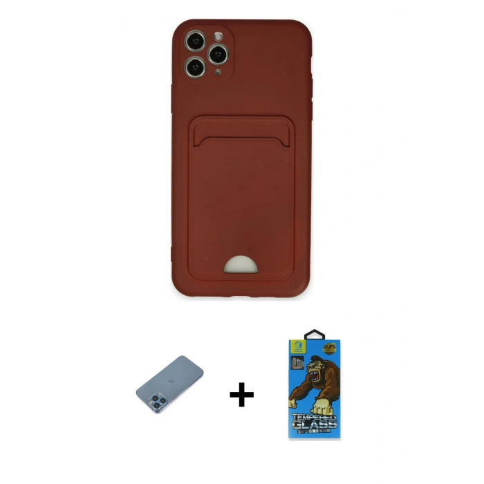 MARSİLYAN™- iPhone 11 Pro Max Kılıf Vadi Çizgi Prime - Siyah 18D Cam Ekran Koruyucu + Shine Kamera Lens Koruma Cam - MI