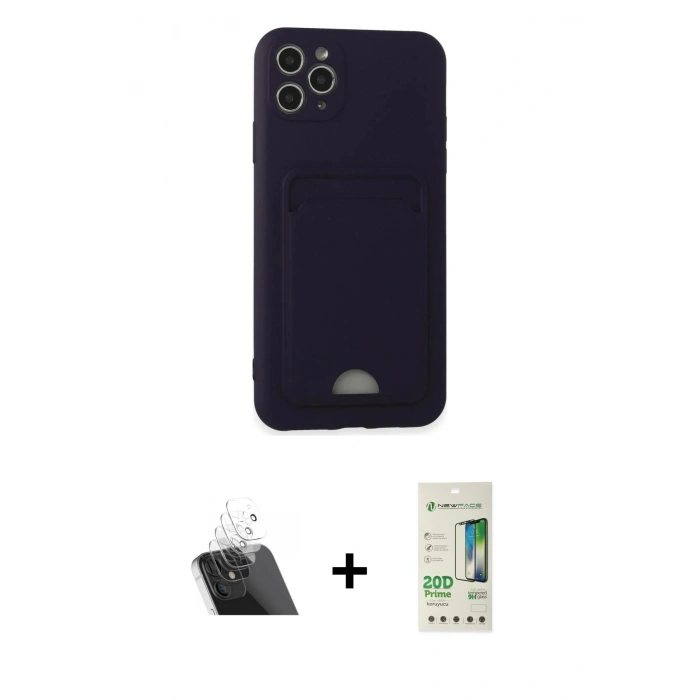 MARSİLYAN™- iPhone 11 Pro Max Kılıf Vadi Çizgi Prime - Siyah 20D Premium Cam Ekran Koruyucu + Kamera Lens Koruma Cam - SF