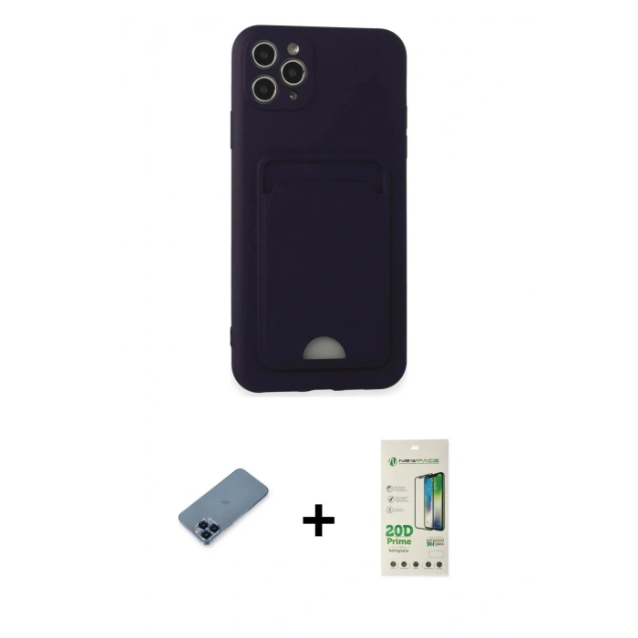 MARSİLYAN™- iPhone 11 Pro Max Kılıf Vadi Çizgi Prime - Siyah 20D Premium Cam Ekran Koruyucu + Metal Kamera Lens Koruma Cam - MI