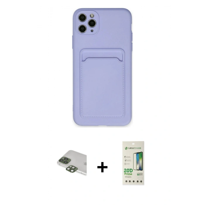 MARSİLYAN™- iPhone 11 Pro Max Kılıf Vadi Çizgi Prime - Siyah 20D Premium Cam Ekran Koruyucu + Pers Alüminyum Kamera Lens - YL