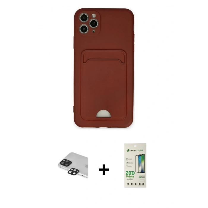 MARSİLYAN™- iPhone 11 Pro Max Kılıf Vadi Çizgi Prime - Siyah 20D Premium Cam Ekran Koruyucu + Pers Alüminyum Kamera Lens - SH