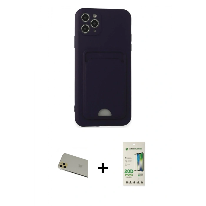MARSİLYAN™- iPhone 11 Pro Max Kılıf Vadi Çizgi Prime - Siyah 20D Premium Cam Ekran Koruyucu + Rainbow Kamera Lens Koruma Cam - GD