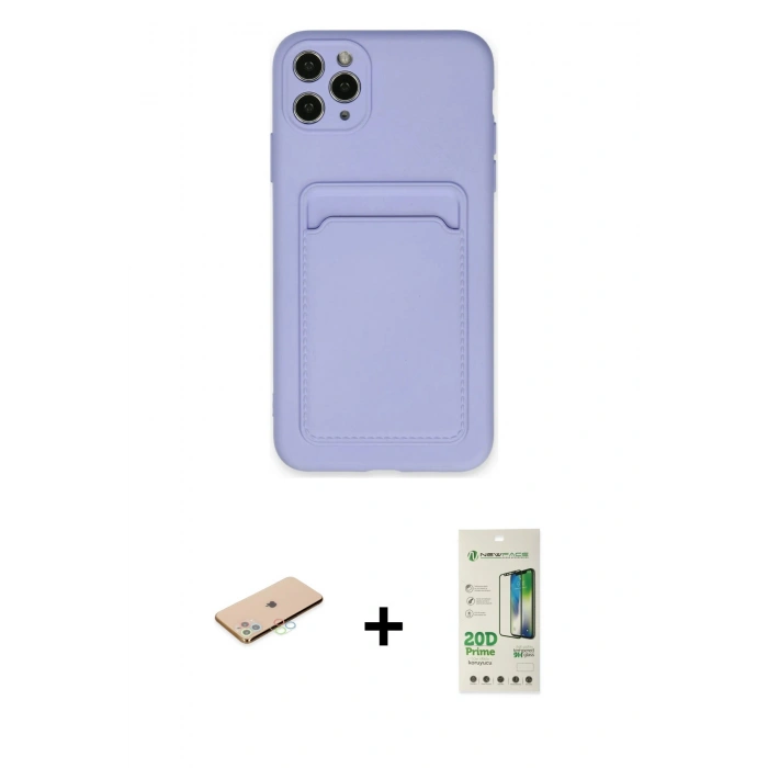 MARSİLYAN™- iPhone 11 Pro Max Kılıf Vadi Çizgi Prime - Siyah 20D Premium Cam Ekran Koruyucu + Renkli Kamera Lens Koruma Cam - MI
