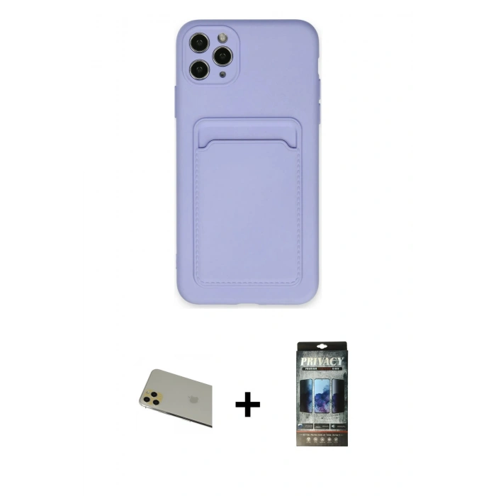 MARSİLYAN™- iPhone 11 Pro Max Kılıf Vadi Çizgi Prime - Siyah 34D Hayalet Izgaralı Cam + Rainbow Kamera Lens Koruma Cam - GD
