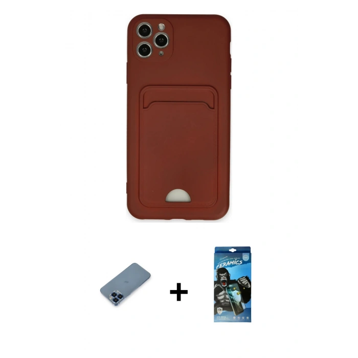 MARSİLYAN™- iPhone 11 Pro Max Kılıf Vadi Çizgi Prime - Siyah 34D Izgaralı Cam + Metal Kamera Lens Koruma Cam - MI