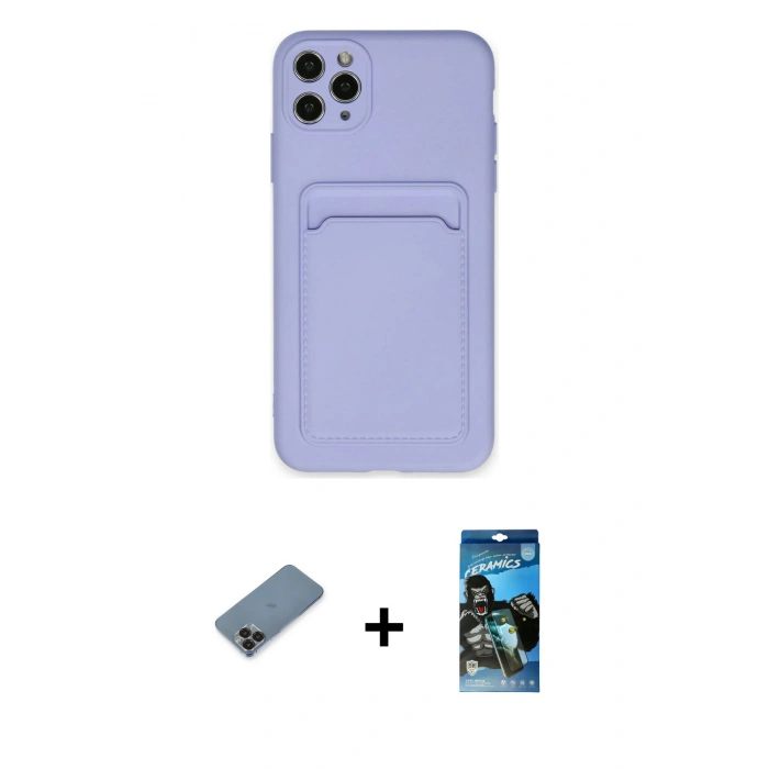 MARSİLYAN™- iPhone 11 Pro Max Kılıf Vadi Çizgi Prime - Siyah 34D Izgaralı Cam + Metal Kamera Lens Koruma Cam - SH