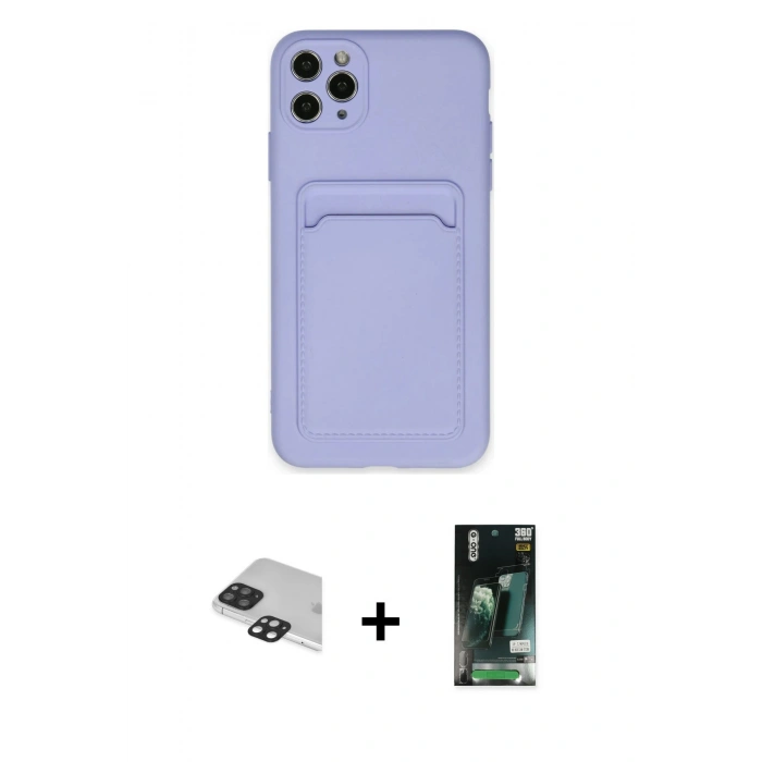 MARSİLYAN™- iPhone 11 Pro Max Kılıf Vadi Çizgi Prime - Siyah 360 Mat Full Body Arka Koruyucu + Pers Alüminyum Kamera Lens - SH