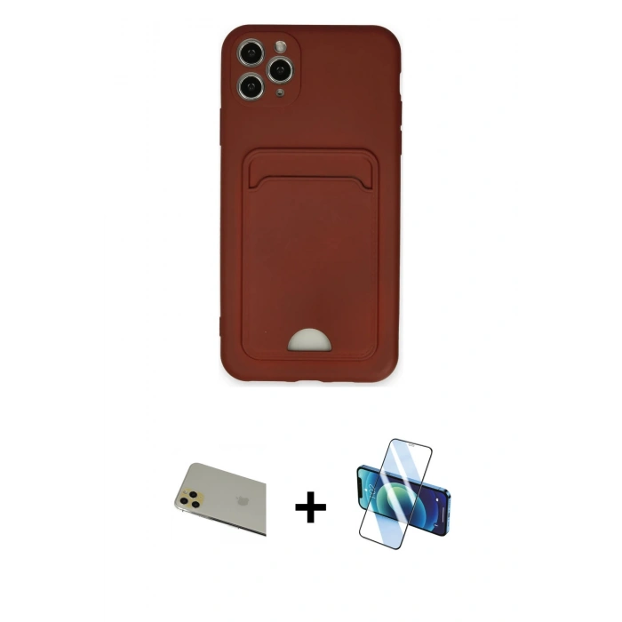 MARSİLYAN™- iPhone 11 Pro Max Kılıf Vadi Çizgi Prime - Siyah 3D Antistatik Cam Ekran Koruyucu + Rainbow Kamera Lens Koruma Cam - GD