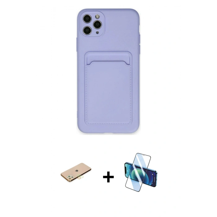 MARSİLYAN™- iPhone 11 Pro Max Kılıf Vadi Çizgi Prime - Siyah 3D Antistatik Cam Ekran Koruyucu + Renkli Kamera Lens Koruma Cam - SI