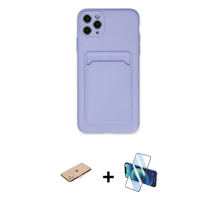 MARSİLYAN™- iPhone 11 Pro Max Kılıf Vadi Çizgi Prime - Siyah 3D Antistatik Cam Ekran Koruyucu + Renkli Kamera Lens Koruma Cam - TU