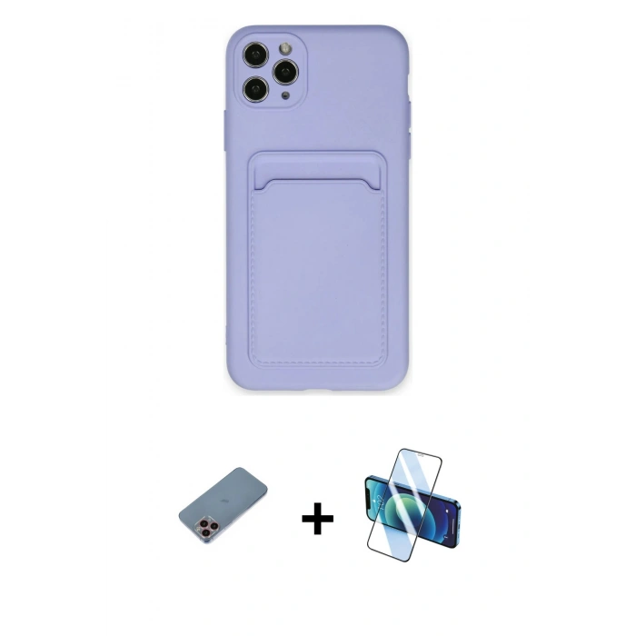 MARSİLYAN™- iPhone 11 Pro Max Kılıf Vadi Çizgi Prime - Siyah 3D Antistatik Cam Ekran Koruyucu + Shine Kamera Lens Koruma Cam - PE