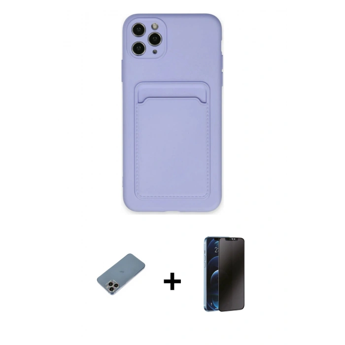 MARSİLYAN™- iPhone 11 Pro Max Kılıf Vadi Çizgi Prime - Siyah 3D Antistatik Hayalet Cam Ekran Koruyucu + Shine Kamera Lens Koruma Cam - GI