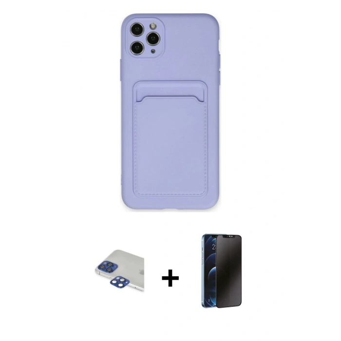 MARSİLYAN™- iPhone 11 Pro Max Kılıf Vadi Çizgi Prime - Siyah 3D Antistatik Hayalet Cam Ekran Koruyucu + Pers Alüminyum Kamera Lens - LT