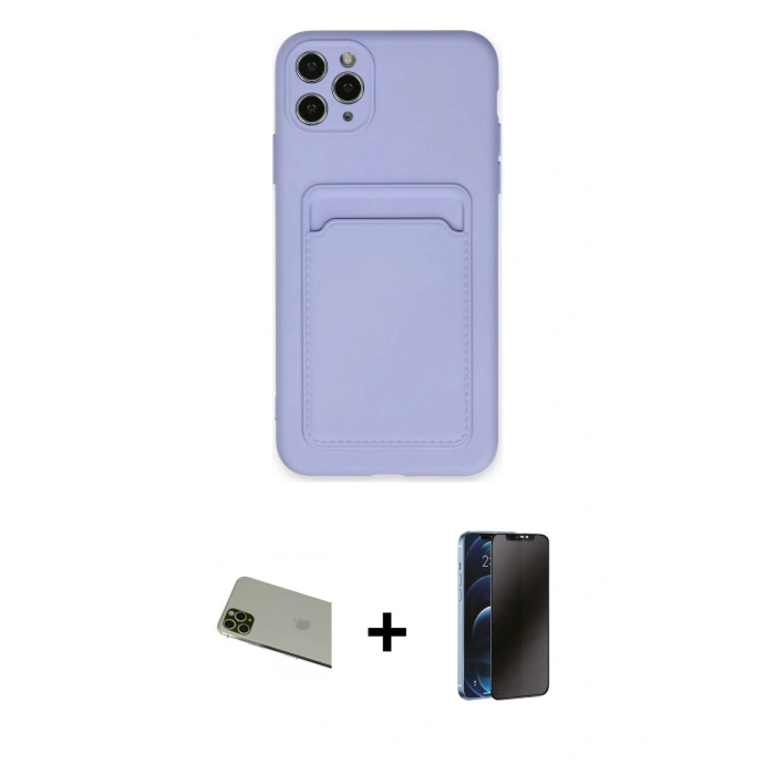 MARSİLYAN™- iPhone 11 Pro Max Kılıf Vadi Çizgi Prime - Siyah 3D Antistatik Hayalet Cam Ekran Koruyucu + Rainbow Kamera Lens Koruma Cam - YL