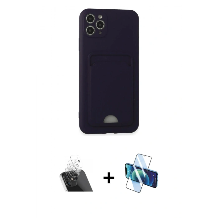 MARSİLYAN™- iPhone 11 Pro Max Kılıf Vadi Çizgi Prime - Siyah 3D Antistatik Seramik Nano Ekran Koruyucu + Kamera Lens Koruma Cam - SF