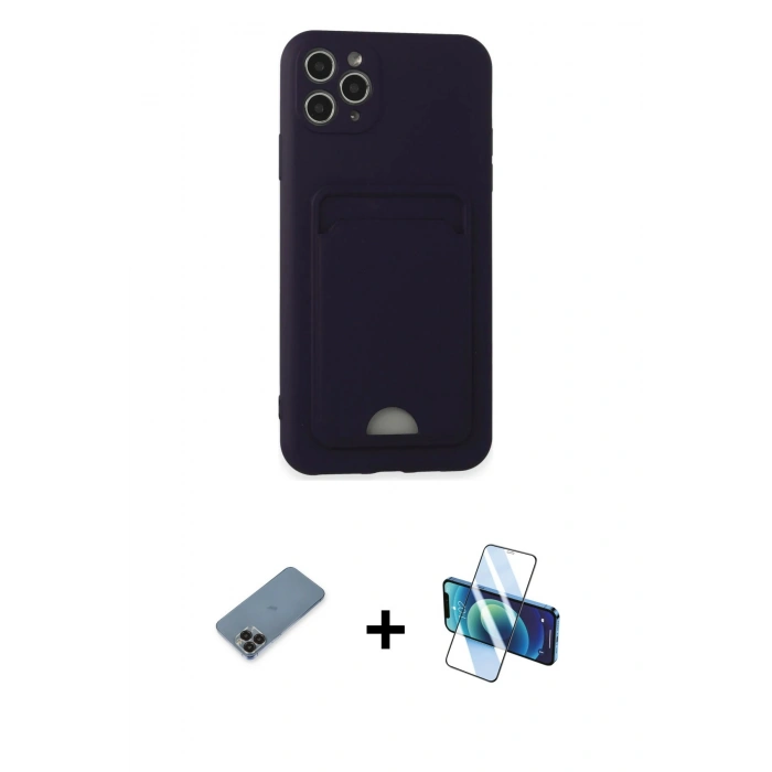 MARSİLYAN™- iPhone 11 Pro Max Kılıf Vadi Çizgi Prime - Siyah 3D Antistatik Seramik Nano Ekran Koruyucu + Metal Kamera Lens Koruma Cam - SH