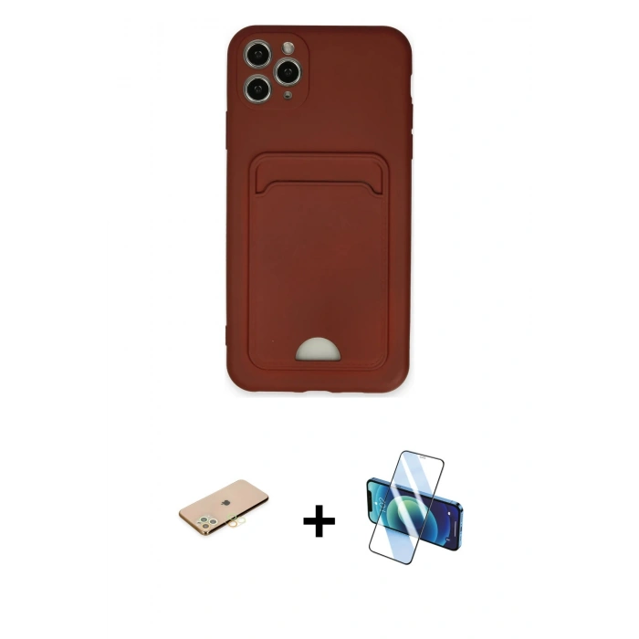 MARSİLYAN™- iPhone 11 Pro Max Kılıf Vadi Çizgi Prime - Siyah 3D Antistatik Seramik Nano Ekran Koruyucu + Renkli Kamera Lens Koruma Cam - SI