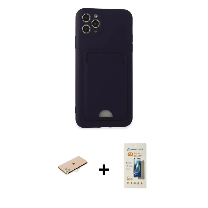 MARSİLYAN™- iPhone 11 Pro Max Kılıf Vadi Çizgi Prime - Siyah 6D Mat Seramik Hayalet Nano Ekran Koruyucu + Renkli Kamera Lens Koruma Cam - MI