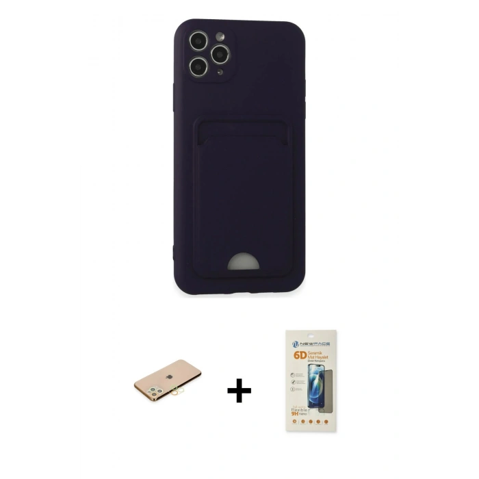 MARSİLYAN™- iPhone 11 Pro Max Kılıf Vadi Çizgi Prime - Siyah 6D Mat Seramik Hayalet Nano Ekran Koruyucu + Renkli Kamera Lens Koruma Cam - SI