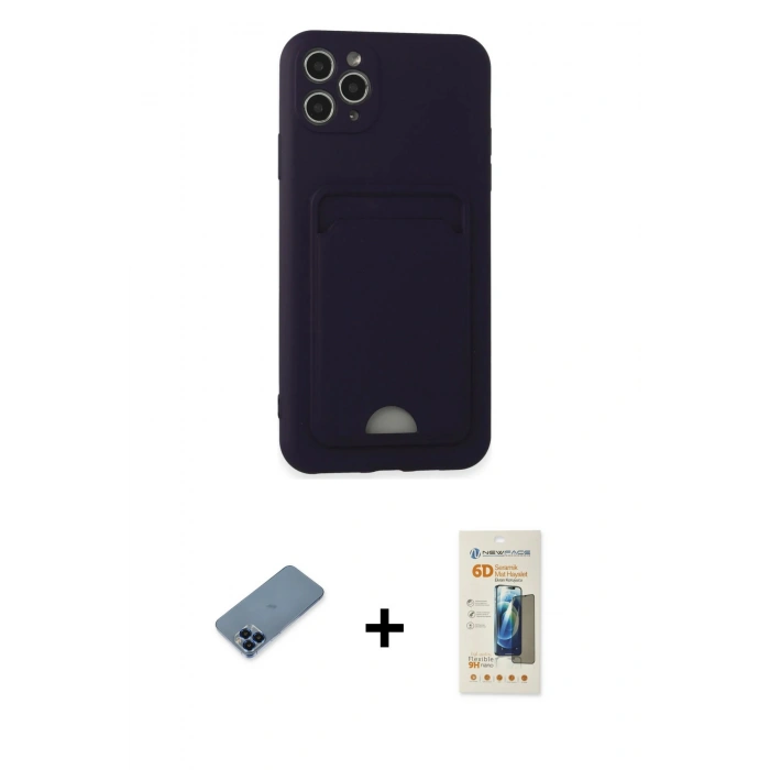 MARSİLYAN™- iPhone 11 Pro Max Kılıf Vadi Çizgi Prime - Siyah 6D Mat Seramik Hayalet Nano Ekran Koruyucu + Metal Kamera Lens Koruma Cam - MI