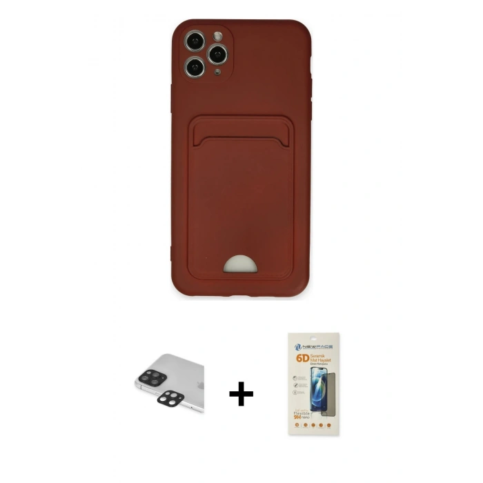 MARSİLYAN™- iPhone 11 Pro Max Kılıf Vadi Çizgi Prime - Siyah 6D Mat Seramik Hayalet Nano Ekran Koruyucu + Pers Alüminyum Kamera Lens - SH