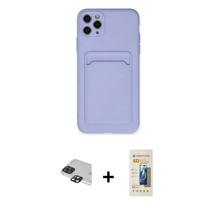 MARSİLYAN™- iPhone 11 Pro Max Kılıf Vadi Çizgi Prime - Siyah 6D Mat Seramik Hayalet Nano Ekran Koruyucu + Pers Alüminyum Kamera Lens - SH