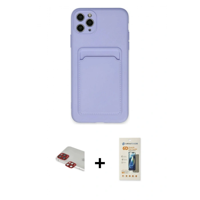 MARSİLYAN™- iPhone 11 Pro Max Kılıf Vadi Çizgi Prime - Siyah 6D Mat Seramik Hayalet Nano Ekran Koruyucu + Pers Alüminyum Kamera Lens - KI