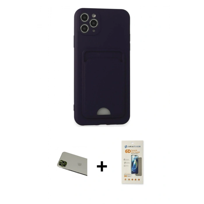 MARSİLYAN™- iPhone 11 Pro Max Kılıf Vadi Çizgi Prime - Siyah 6D Mat Seramik Hayalet Nano Ekran Koruyucu + Rainbow Kamera Lens Koruma Cam - YL