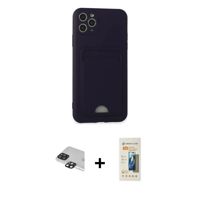 MARSİLYAN™- iPhone 11 Pro Max Kılıf Vadi Çizgi Prime - Siyah 6D Mat Seramik Hayalet Nano Ekran Koruyucu + Pers Alüminyum Kamera Lens - SH