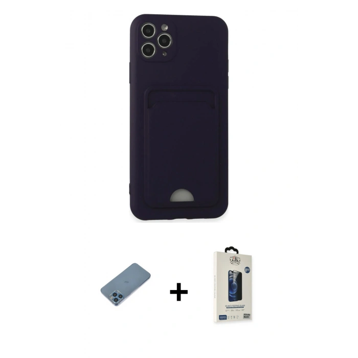 MARSİLYAN™- iPhone 11 Pro Max Kılıf Vadi Çizgi Prime - Siyah Bilvis Hayalet Cam Ekran Koruyucu + Shine Kamera Lens Koruma Cam - MI